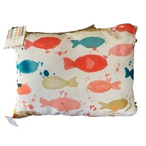 Thro Home Colorful Fish Pattern Indoor Outdoor Decorative Pillow NWT Rectangular